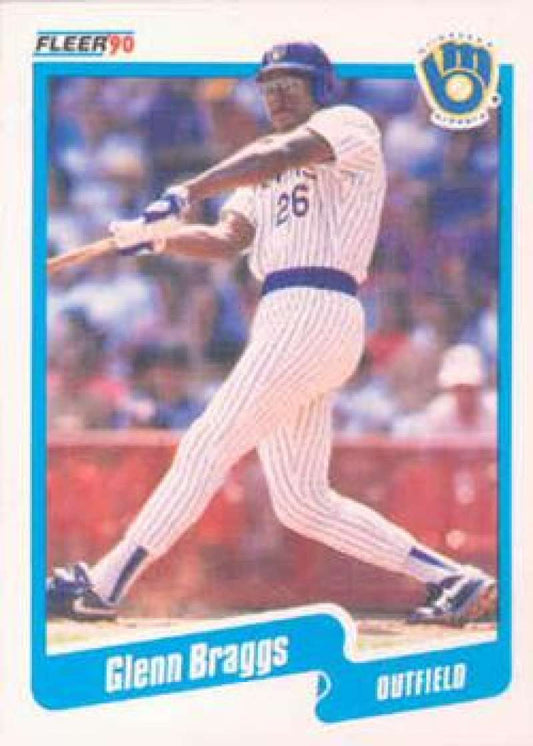1990 Fleer Baseball #317 Glenn Braggs UER  Milwaukee Brewers  Image 1