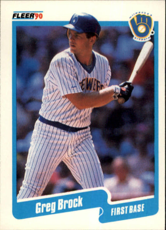 1990 Fleer Baseball #318 Greg Brock  Milwaukee Brewers  Image 1