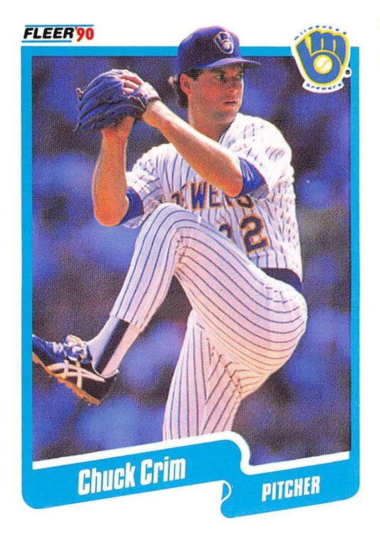 1990 Fleer Baseball #319 Chuck Crim  Milwaukee Brewers  Image 1