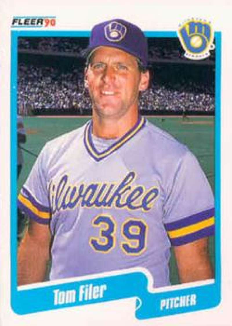 1990 Fleer Baseball #322 Tom Filer Milwaukee Brewers Image 1