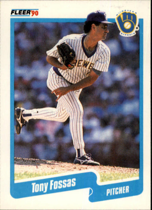 1990 Fleer Baseball #323 Tony Fossas  RC Rookie Milwaukee Brewers  Image 1