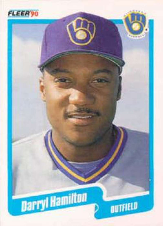 1990 Fleer Baseball #325 Darryl Hamilton  Milwaukee Brewers  Image 1