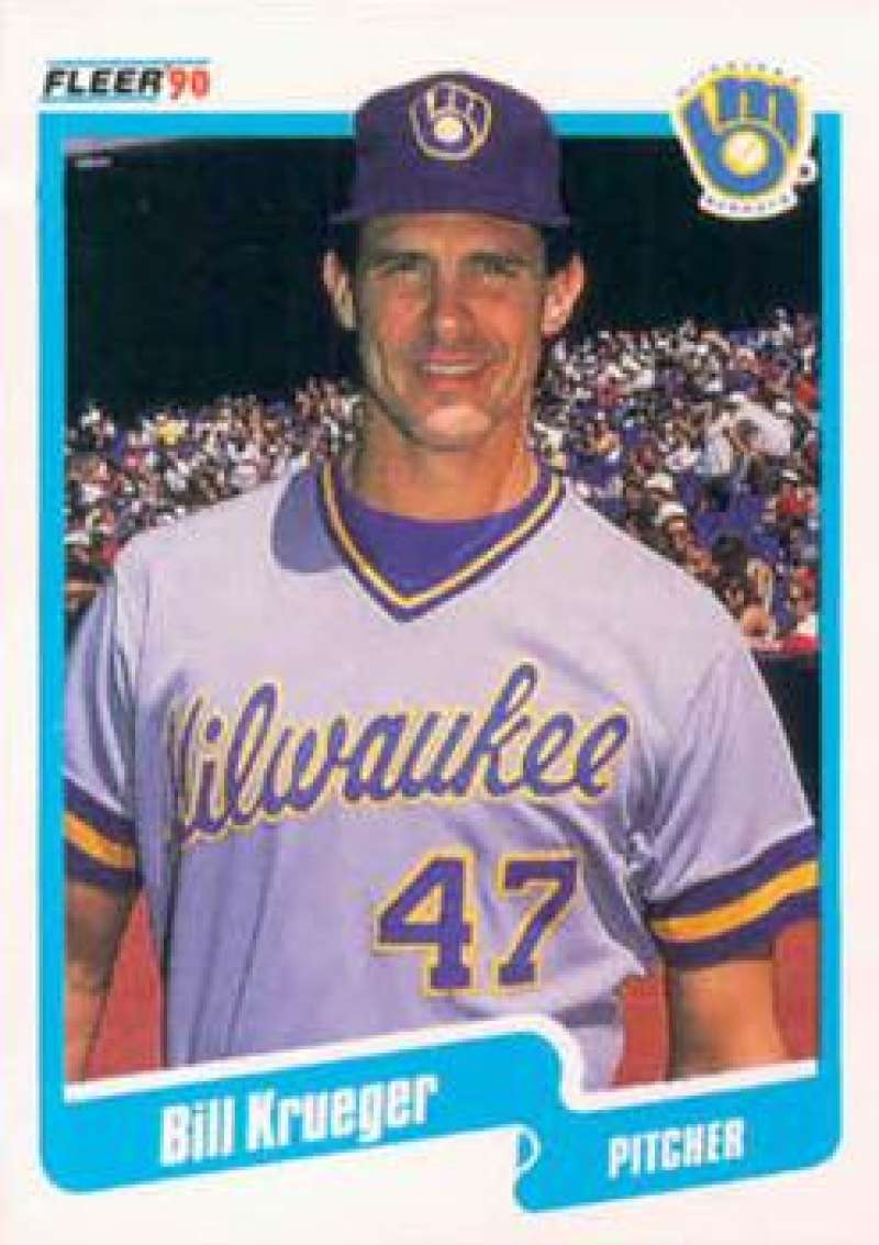 1990 Fleer Baseball #328 Bill Krueger UER Milwaukee Brewers Image 1