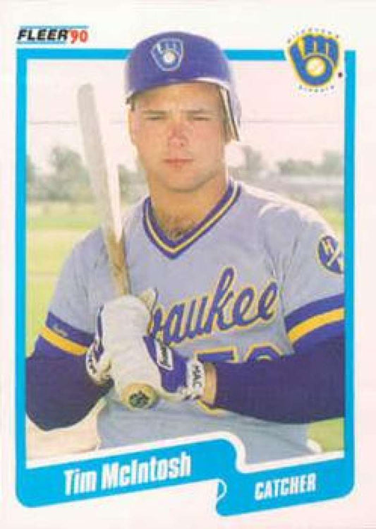 1990 Fleer Baseball #329 Tim McIntosh  RC Rookie Milwaukee Brewers  Image 1