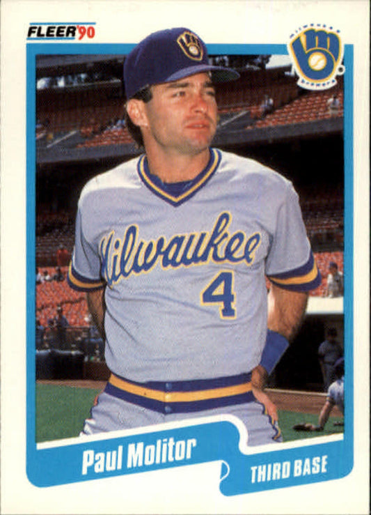 1990 Fleer Baseball #330 Paul Molitor  Milwaukee Brewers  Image 1