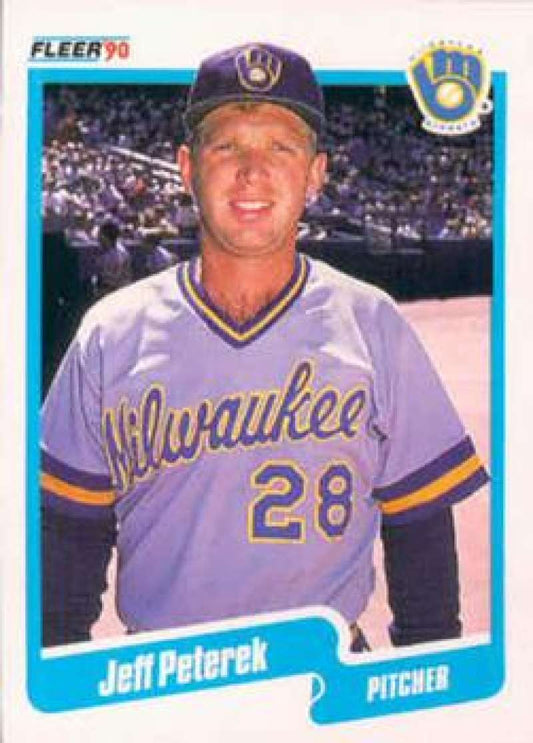 1990 Fleer Baseball #333 Jeff Peterek  RC Rookie Milwaukee Brewers  Image 1