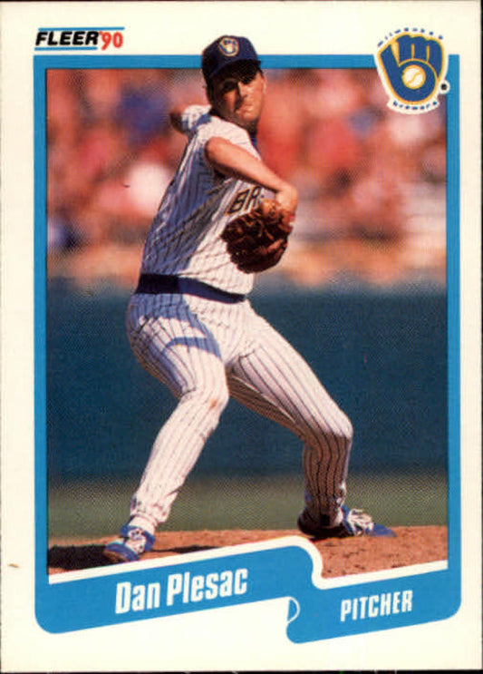 1990 Fleer Baseball #334 Dan Plesac  Milwaukee Brewers  Image 1