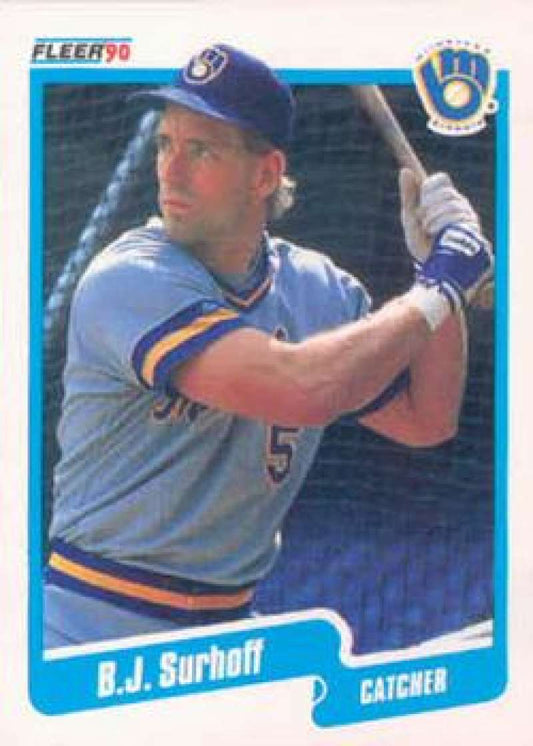 1990 Fleer Baseball #338 B.J. Surhoff  Milwaukee Brewers  Image 1