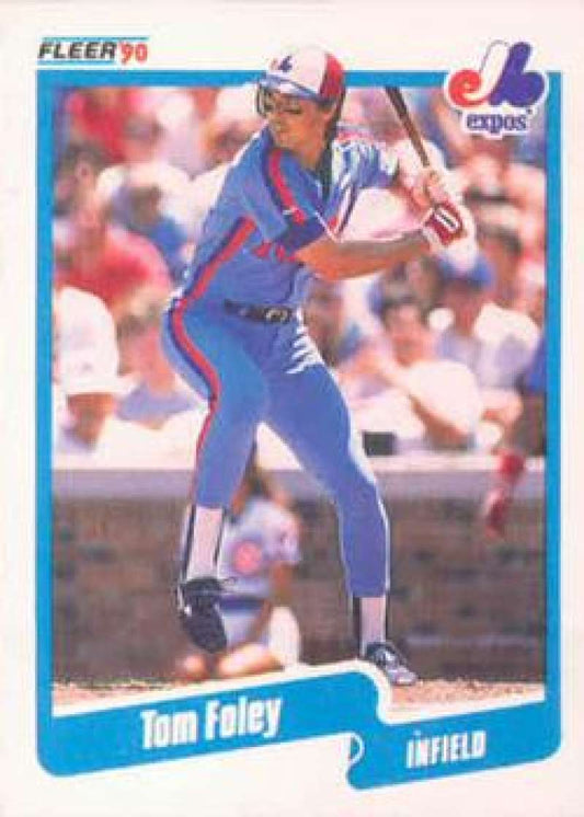 1990 Fleer Baseball #344 Tom Foley  Montreal Expos  Image 1