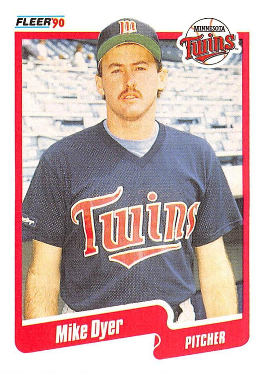 1990 Fleer Baseball #372 Mike Dyer  RC Rookie Minnesota Twins  Image 1