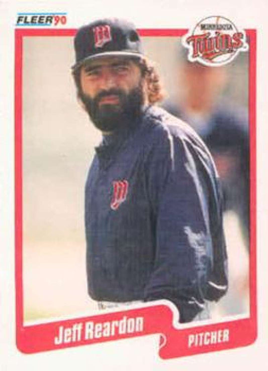 1990 Fleer Baseball #385 Jeff Reardon  Minnesota Twins  Image 1