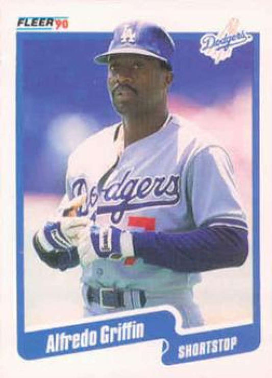 1990 Fleer Baseball #395 Alfredo Griffin  Los Angeles Dodgers  Image 1
