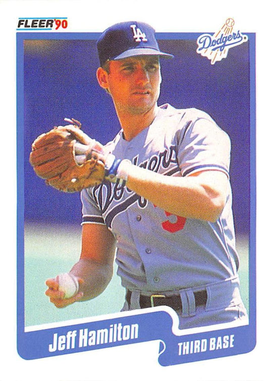 1990 Fleer Baseball #396 Jeff Hamilton  Los Angeles Dodgers  Image 1