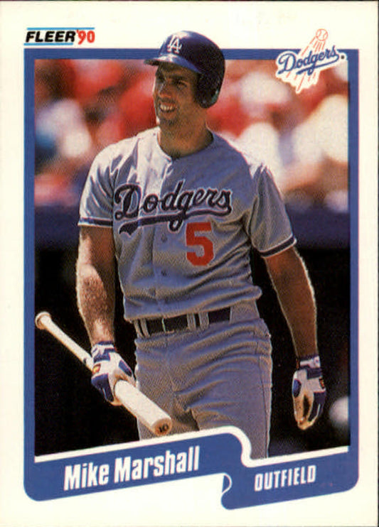 1990 Fleer Baseball #401 Mike Marshall  Los Angeles Dodgers  Image 1