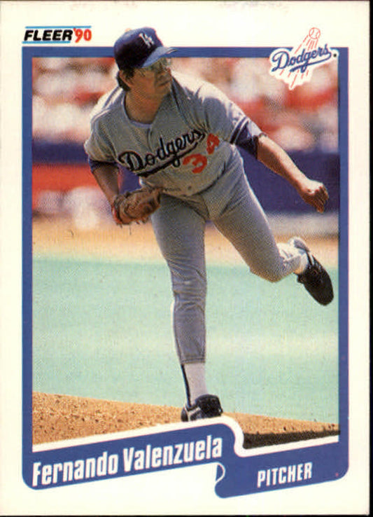 1990 Fleer Baseball #409 Fernando Valenzuela  Los Angeles Dodgers  Image 1