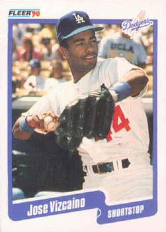 1990 Fleer Baseball #410 Jose Vizcaino  RC Rookie Los Angeles Dodgers  Image 1