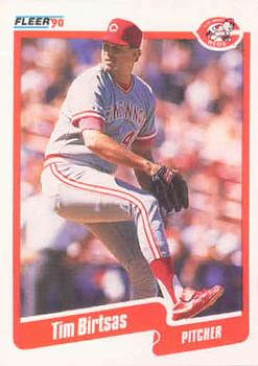 1990 Fleer Baseball #414 Tim Birtsas  Cincinnati Reds  Image 1