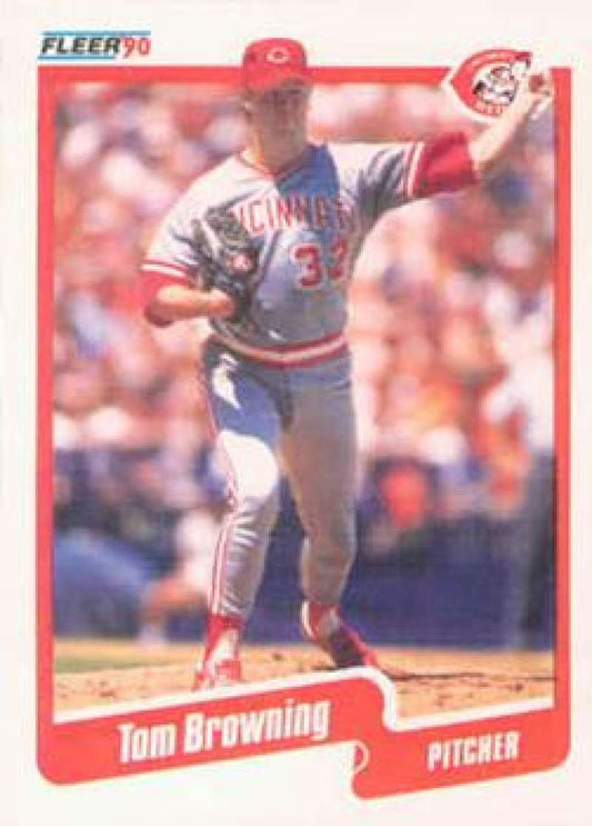 1990 Fleer Baseball #415 Tom Browning  Cincinnati Reds  Image 1
