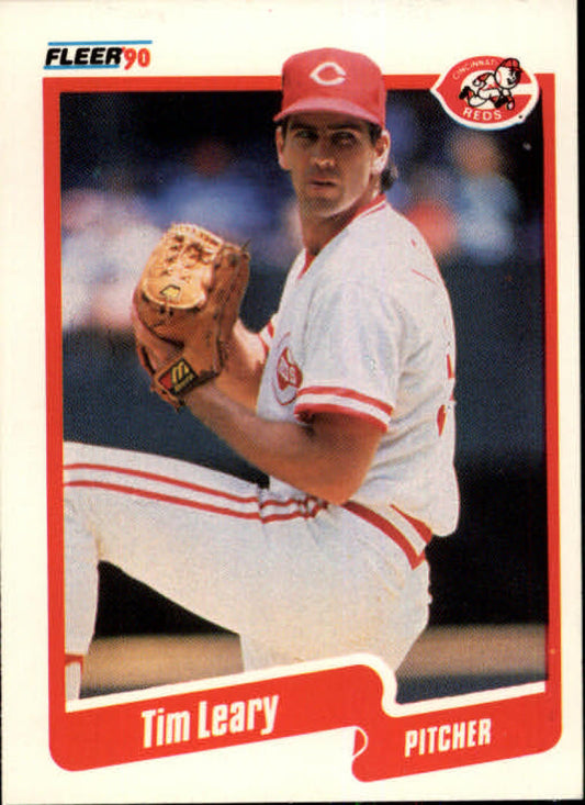 1990 Fleer Baseball #424 Tim Leary  Cincinnati Reds  Image 1