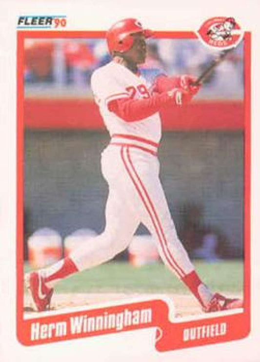 1990 Fleer Baseball #435 Herm Winningham  Cincinnati Reds  Image 1