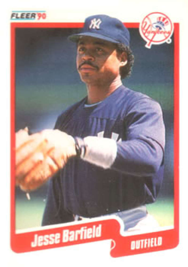 1990 Fleer Baseball #437 Jesse Barfield New York Yankees Image 1