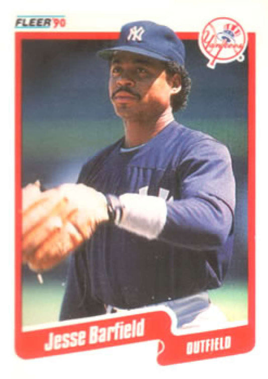 1990 Fleer Baseball #437 Jesse Barfield  New York Yankees  Image 1