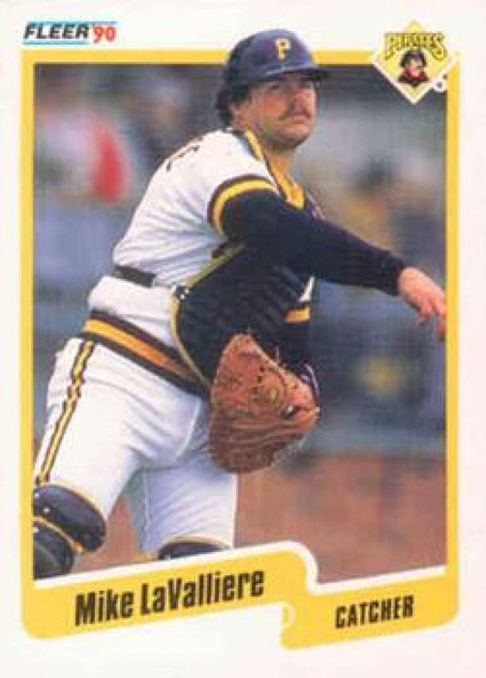 1990 Fleer Baseball #473 Mike LaValliere  Pittsburgh Pirates  Image 1