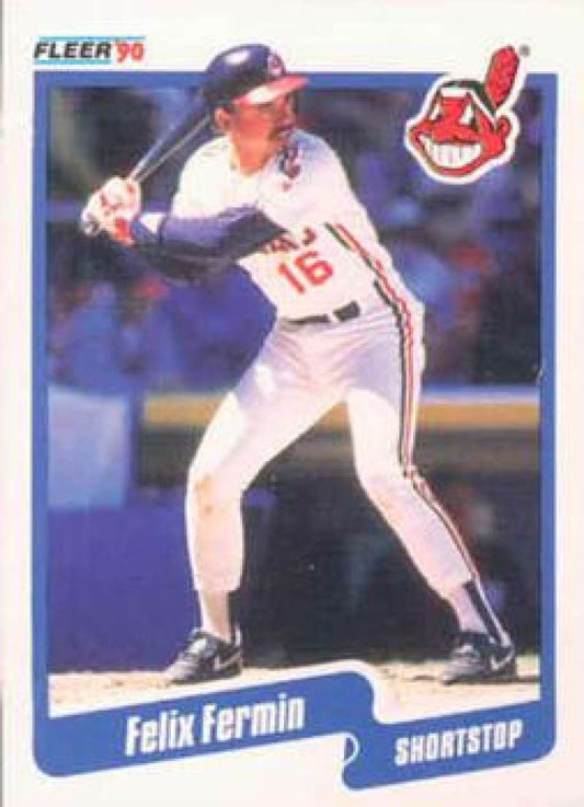 1990 Fleer Baseball #492 Felix Fermin  Cleveland Indians  Image 1