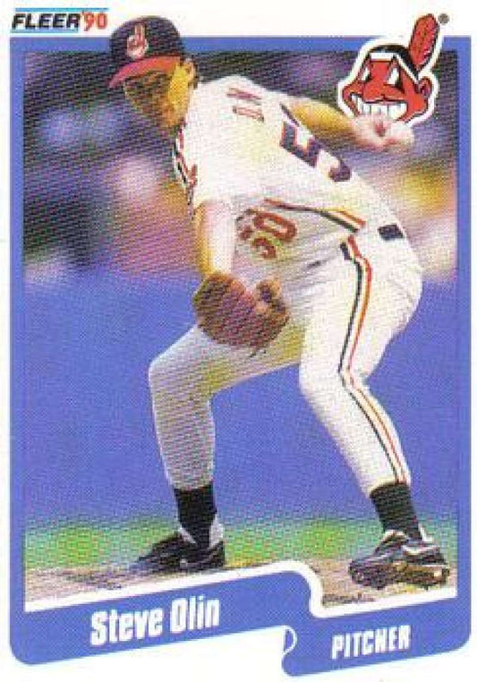 1990 Fleer Baseball #499 Steve Olin  RC Rookie Cleveland Indians  Image 1