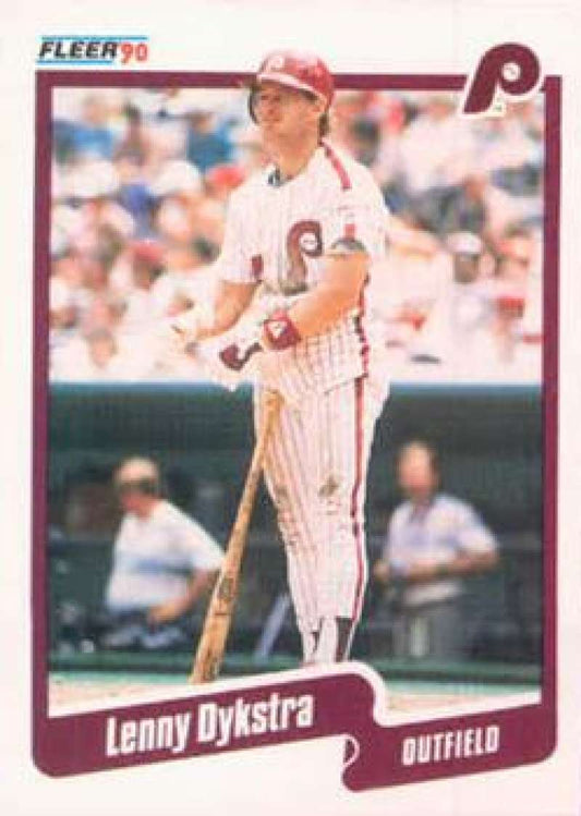 1990 Fleer Baseball #556 Lenny Dykstra  Philadelphia Phillies  Image 1