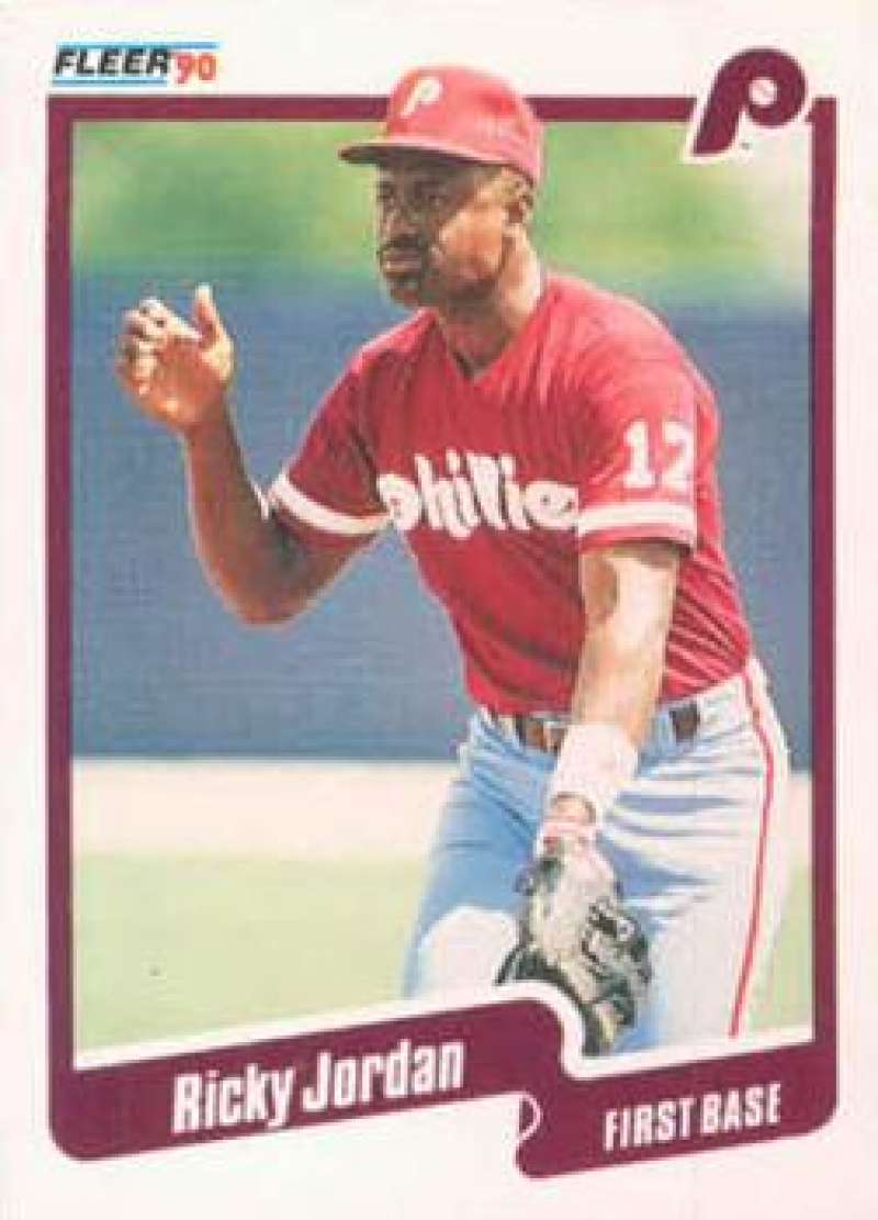 1990 Fleer Baseball #564 Ricky Jordan UER Philadelphia Phillies Image 1