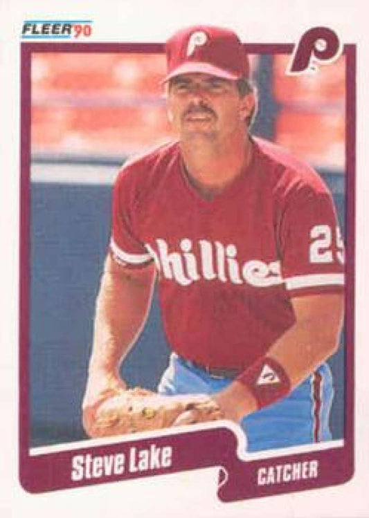 1990 Fleer Baseball #566 Steve Lake  Philadelphia Phillies  Image 1