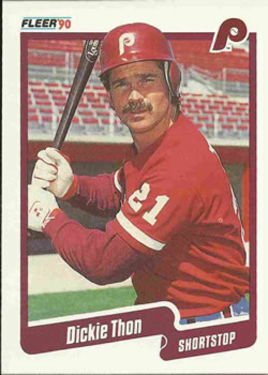 1990 Fleer Baseball #573 Dickie Thon  Philadelphia Phillies  Image 1