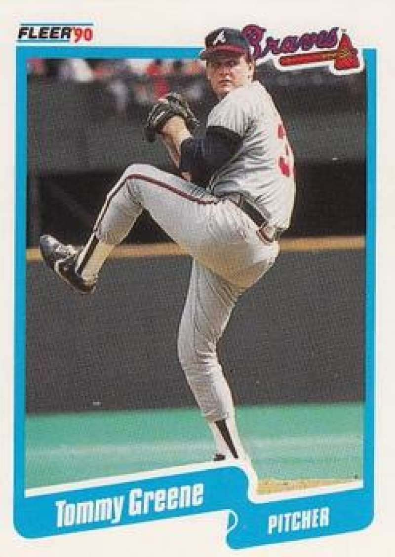 1990 Fleer Baseball #584 Tommy Greene RC Rookie Atlanta Braves Image 1
