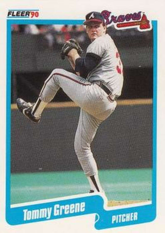 1990 Fleer Baseball #584 Tommy Greene  RC Rookie Atlanta Braves  Image 1