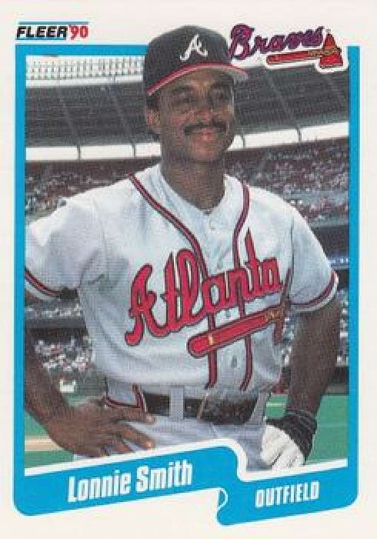 1990 Fleer Baseball #593 Lonnie Smith  Atlanta Braves  Image 1