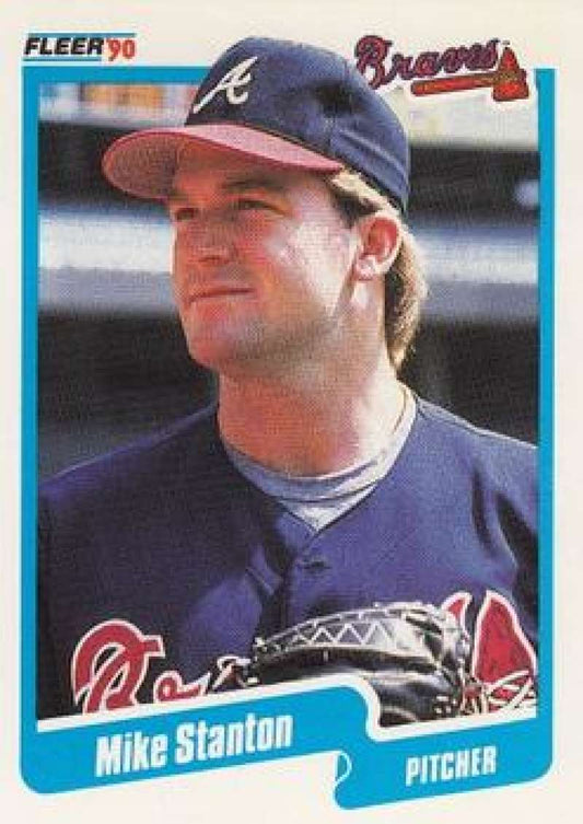 1990 Fleer Baseball #596 Mike Stanton UER  RC Rookie Atlanta Braves  Image 1