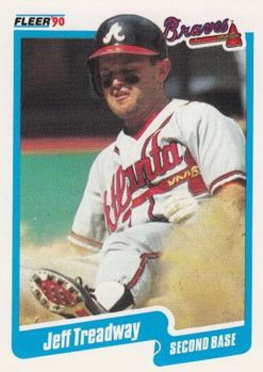 1990 Fleer Baseball #598 Jeff Treadway  Atlanta Braves  Image 1