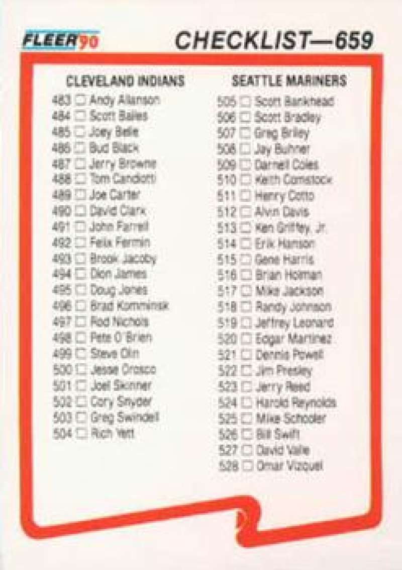 1990 Fleer Baseball #659 Indians/Mariners-White Sox/Phillies CL Image 1