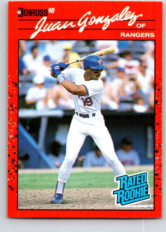 1990 Donruss Baseball  #33 Juan Gonzalez  RC Rookie Texas Rangers  Image 1
