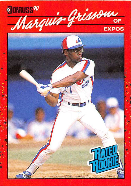 1990 Donruss Baseball  #36 Marquis Grissom  RC Rookie Montreal Expos  Image 1