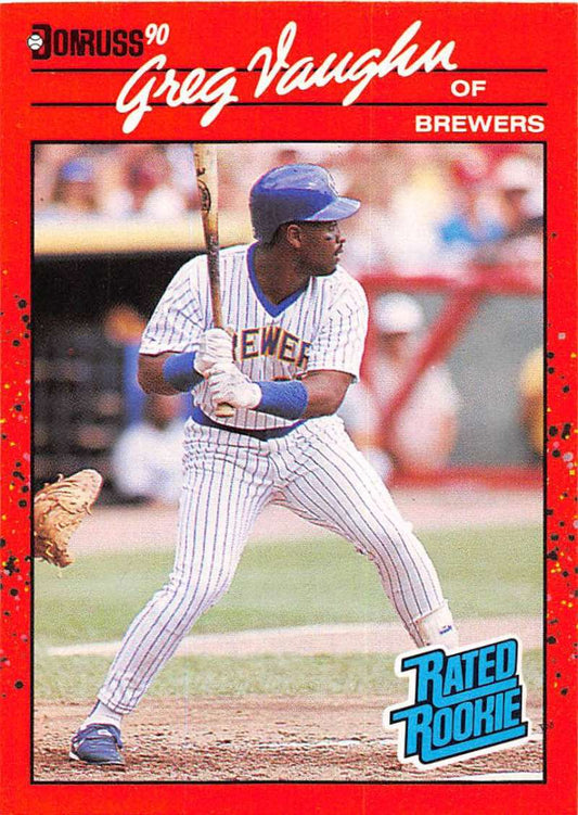 1990 Donruss Baseball  #37 Greg Vaughn  Milwaukee Brewers  Image 1