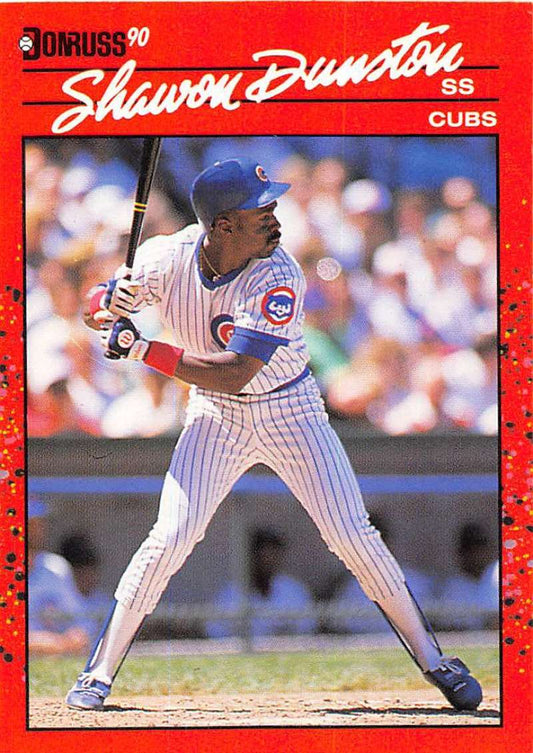 1990 Donruss Baseball  #49 Shawon Dunston  Chicago Cubs  Image 1
