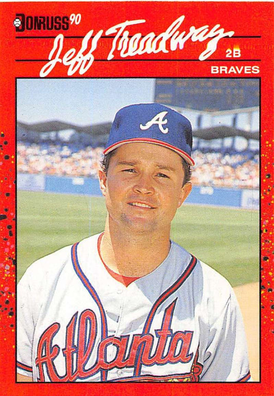 1990 Donruss Baseball  #50 Jeff Treadway  Atlanta Braves  Image 1