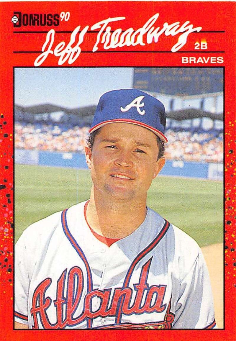 1990 Donruss Baseball #50 Jeff Treadway Atlanta Braves Image 1