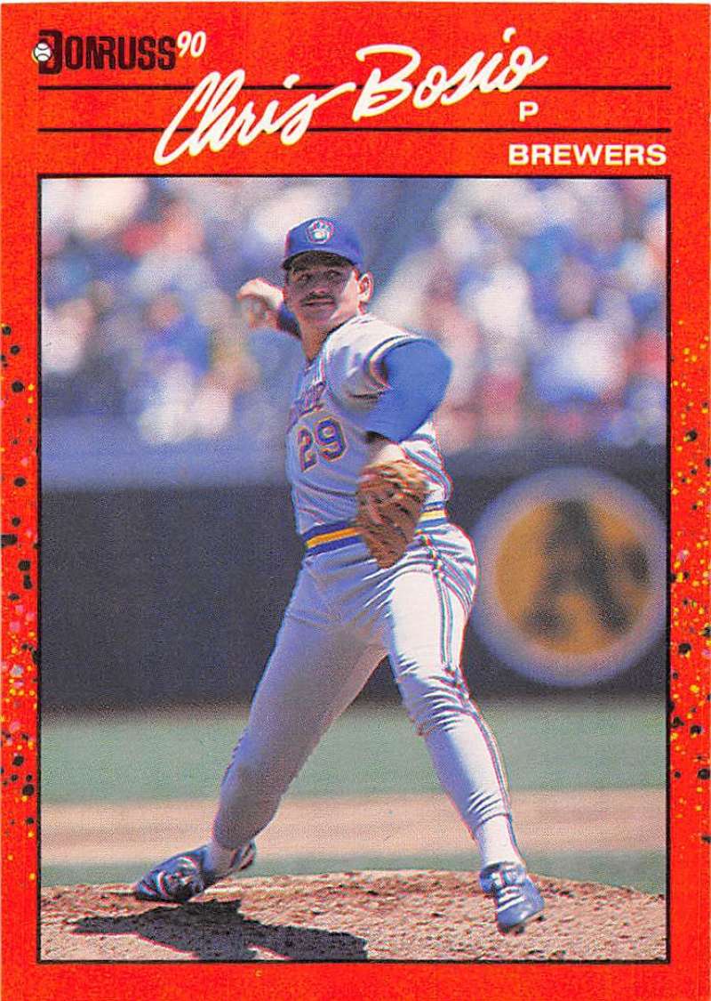 1990 Donruss Baseball #57 Chris Bosio Milwaukee Brewers Image 1