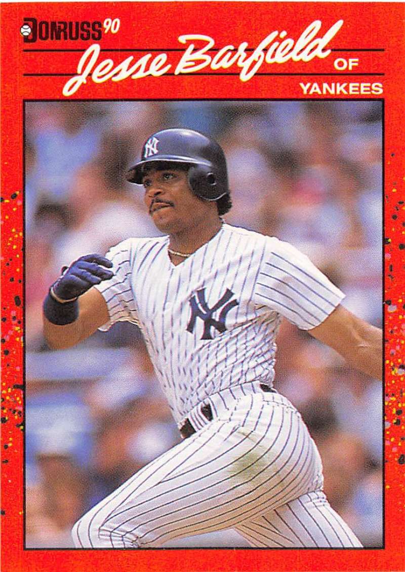 1990 Donruss Baseball #74 Jesse Barfield New York Yankees Image 1