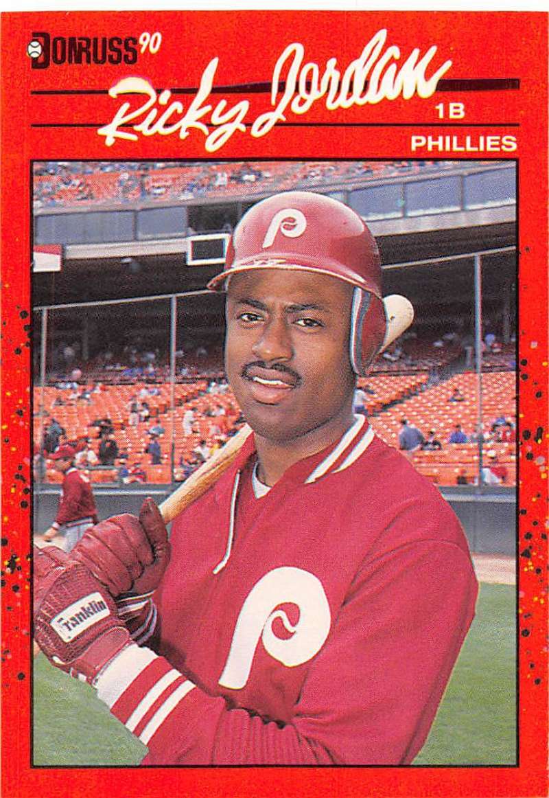 1990 Donruss Baseball #76 Ricky Jordan Philadelphia Phillies Image 1