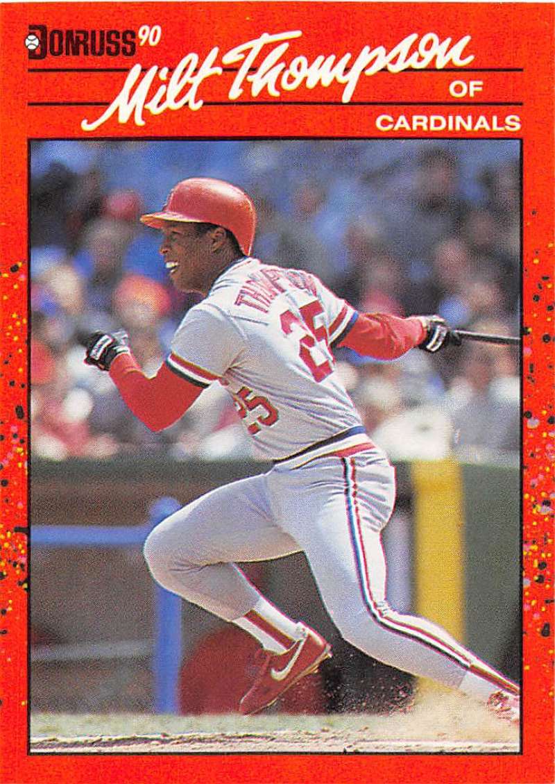 1990 Donruss Baseball #82 Milt Thompson St. Louis Cardinals Image 1
