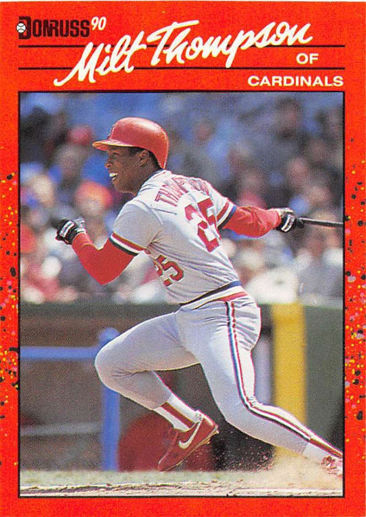 1990 Donruss Baseball  #82 Milt Thompson  St. Louis Cardinals  Image 1